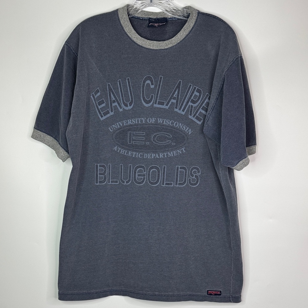 Vintage Jansport UW Eau Claire Gray Tshirt Size Large